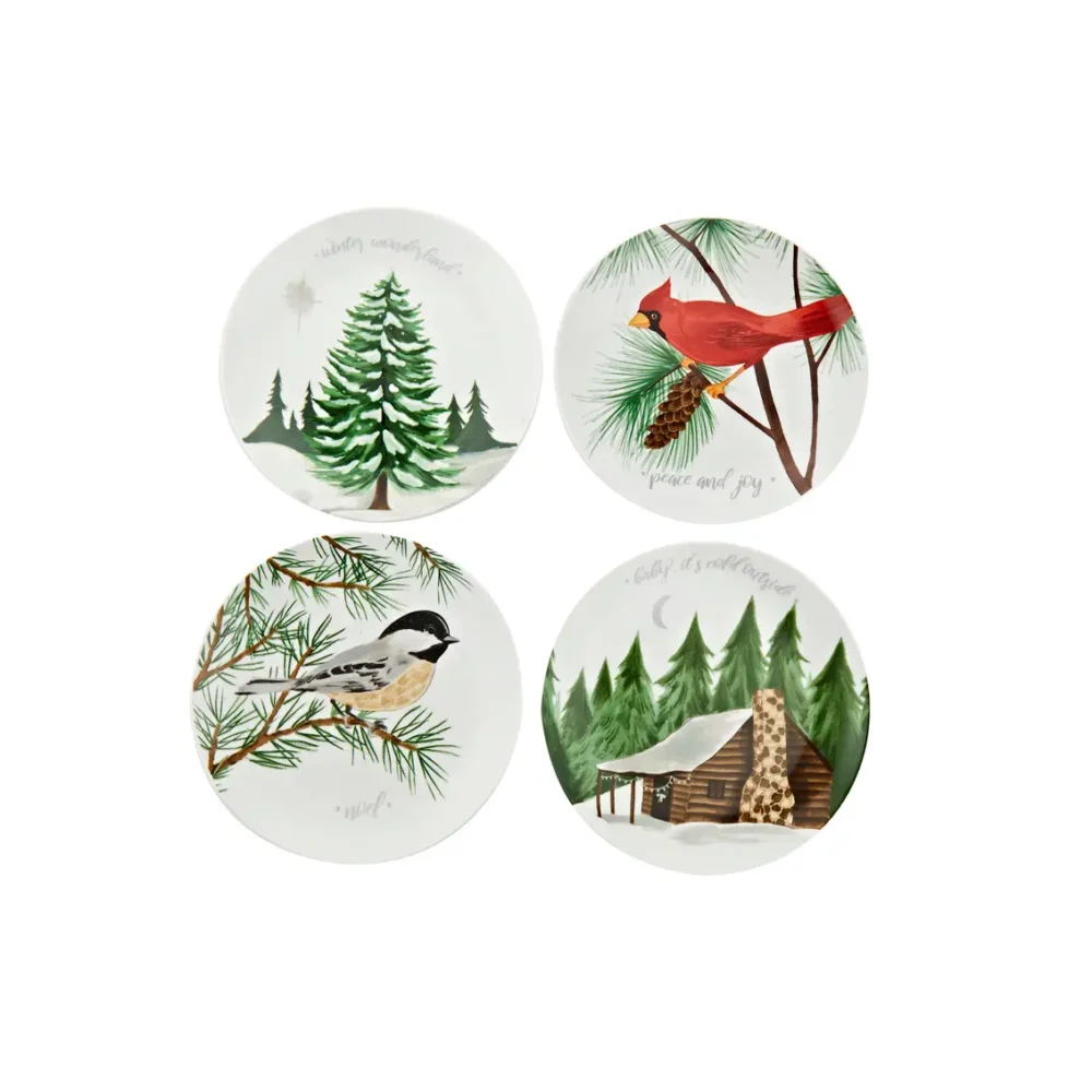 Winter Forest Set of 4 App Plates